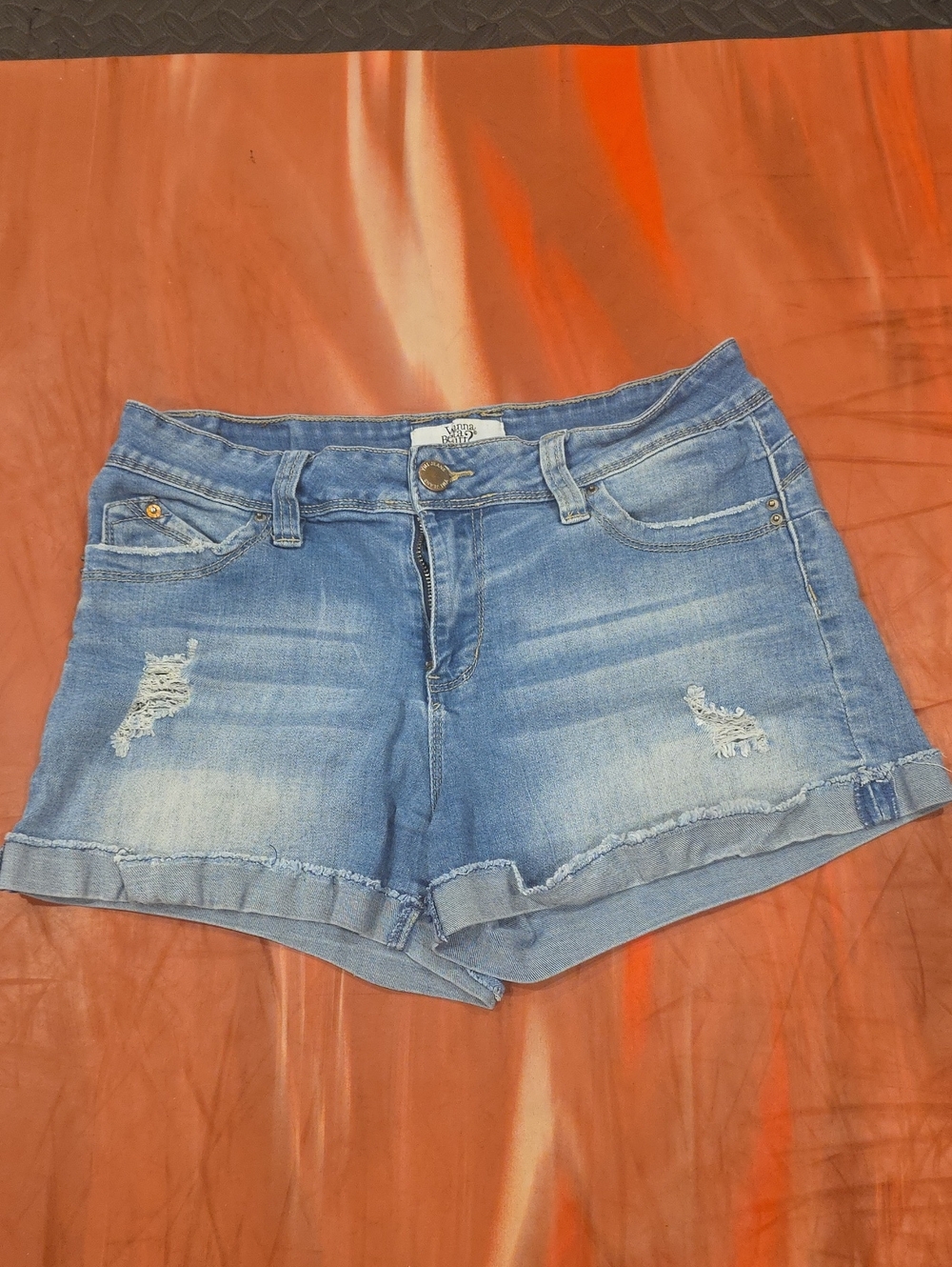 Classic Blue Denim Women’s Shorts - Distressed Cuff